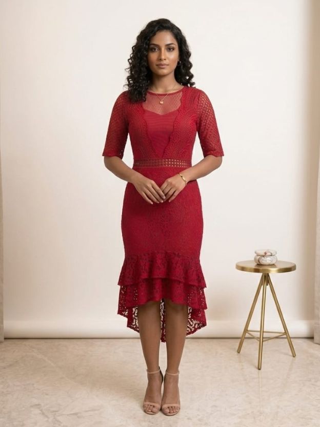 Ethereal Lace Cascade Dress