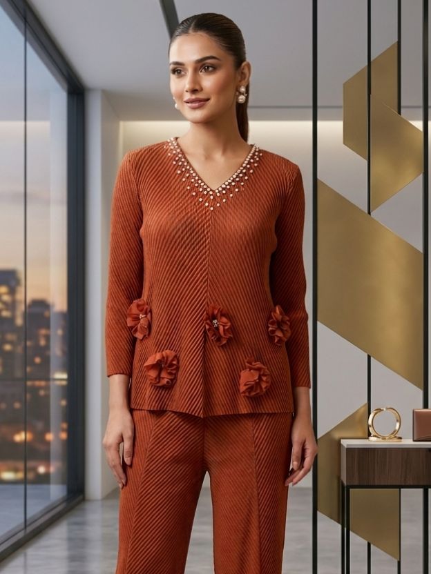 Elegant Textured Floral Co-Ord Set