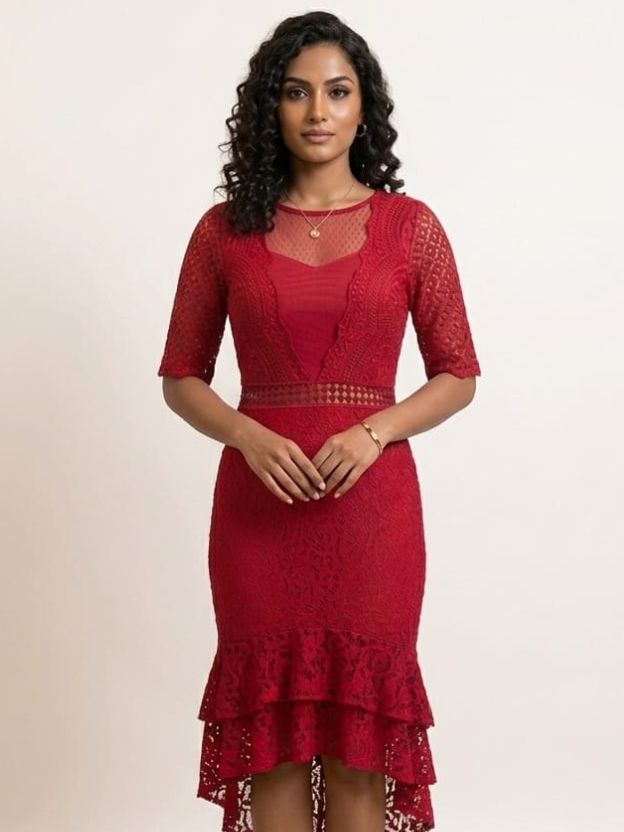 Ethereal Lace Cascade Dress