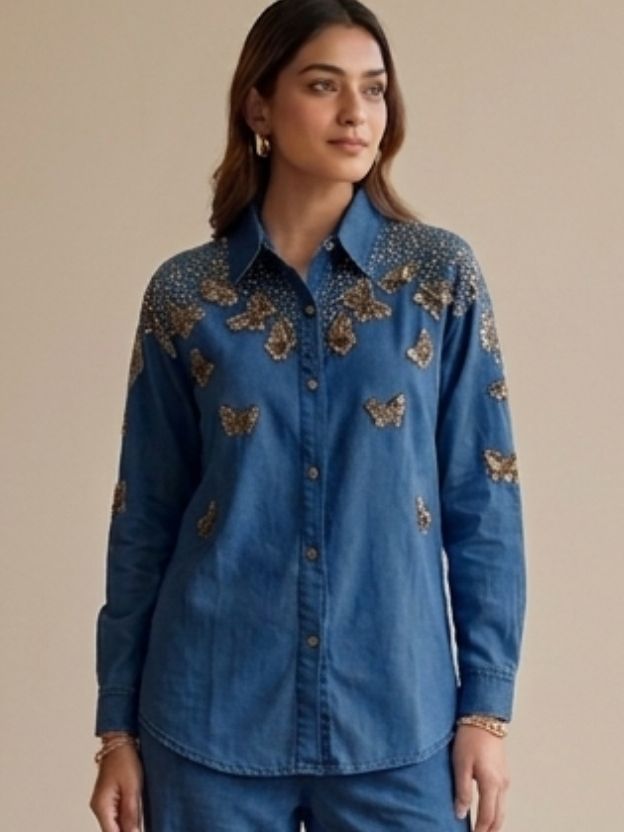 Celeste Embellished Denim Co-Ord Set