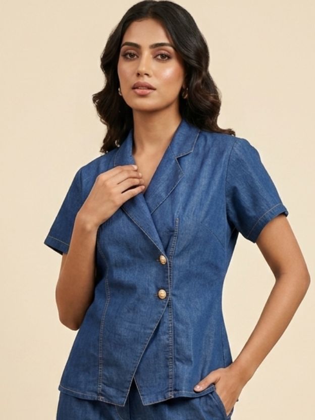 Elegant blue denim Co-ord set