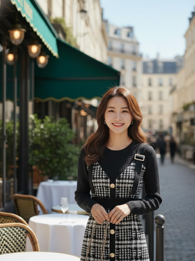 Parisian Chic Tweed Jumper Dress