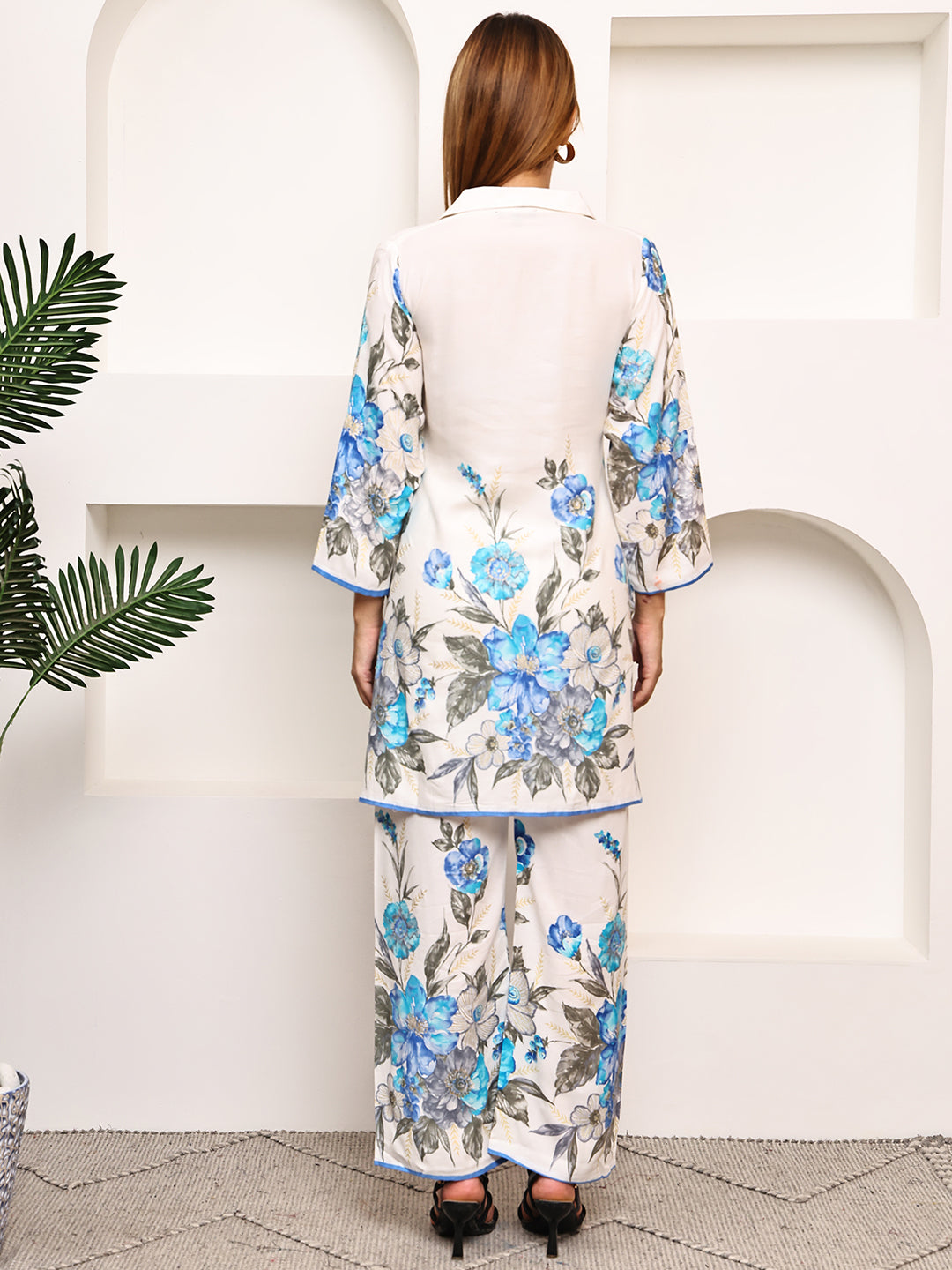 Printed Top With Palazzos Co-Ords