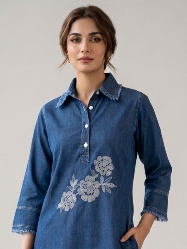 Blue Denim Co-ord set For Women