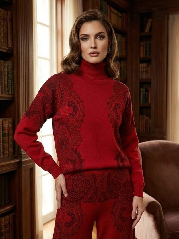Crimson Elegance Knit Co-Ord Set