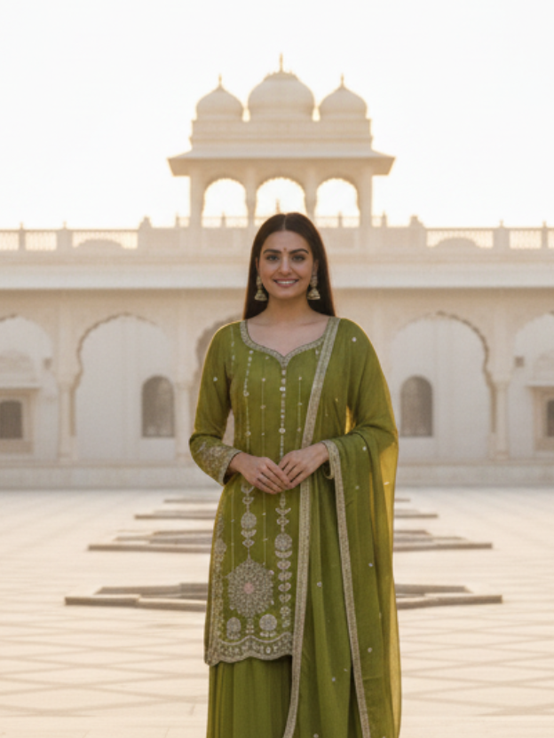 Grace green Sharara set Marc louis