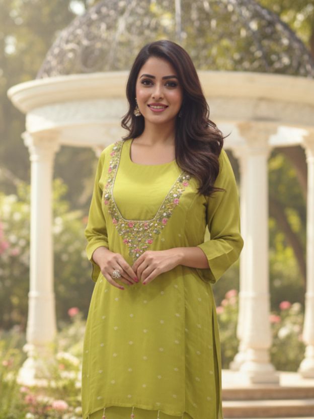 Lime Green  Mirror Embellished Co-ord