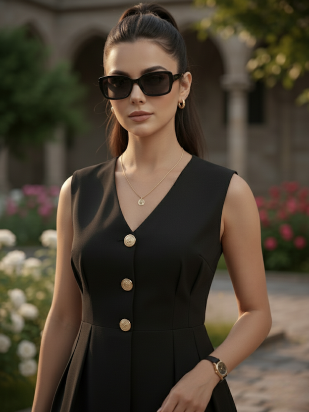 Black Aura co-ord with gold detailing