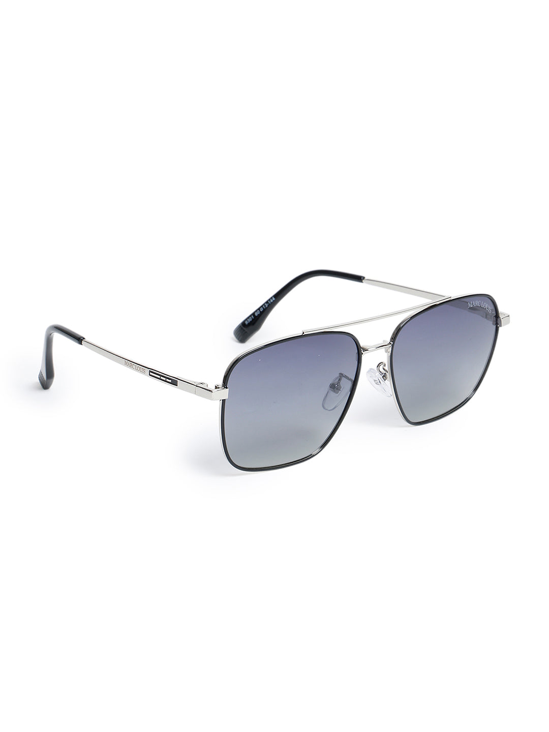 Unisex Polarised & UV Protected Square Sunglass MARC LOUIS 9301 SILVER BLACK SG