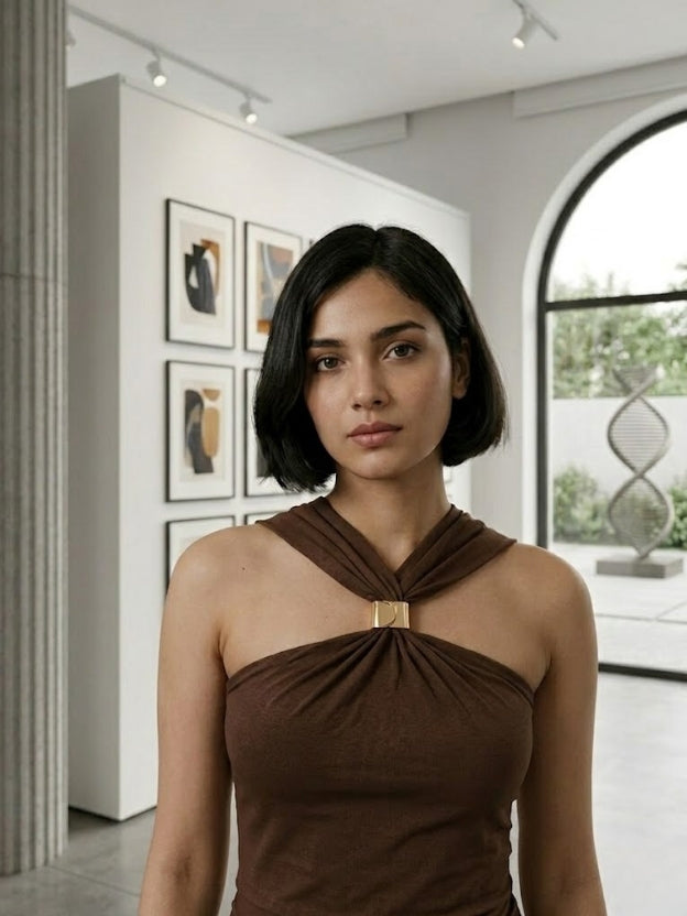 Elegant Twist-Neck Statement Top