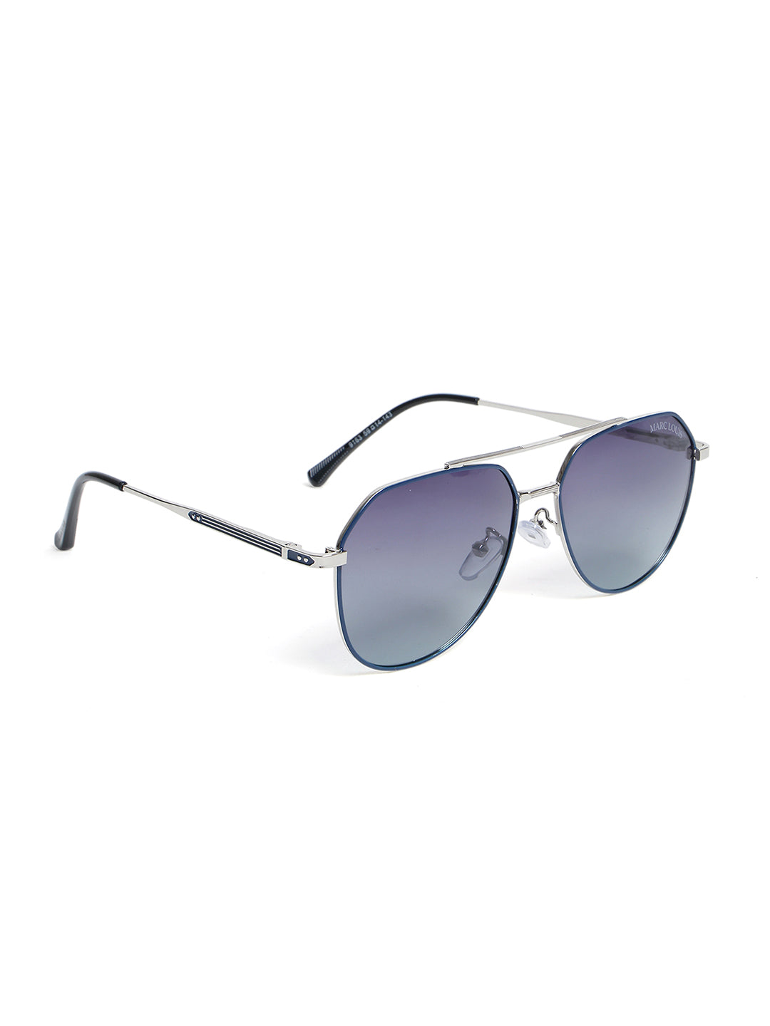 Unisex Polarised & UV Protected Aviator Sunglass MARC LOUIS 9163 SILVER BLUE SG