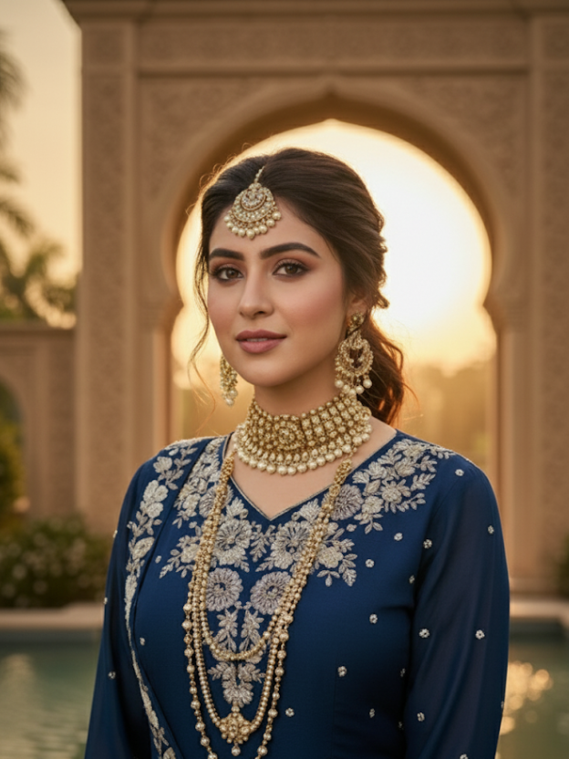 Royal Blue Embroidered Gown