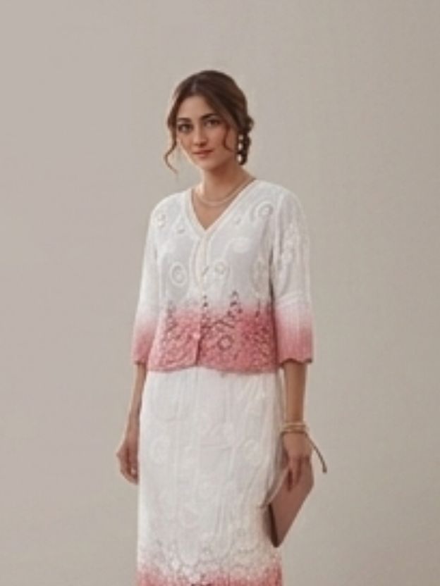 Elegant Crochet Embroidered Skirt & Top Co-Ord Set