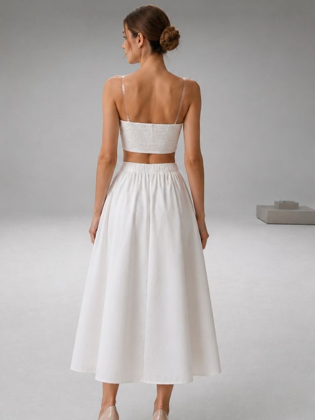 Azure Bloom Cutout Midi Dress