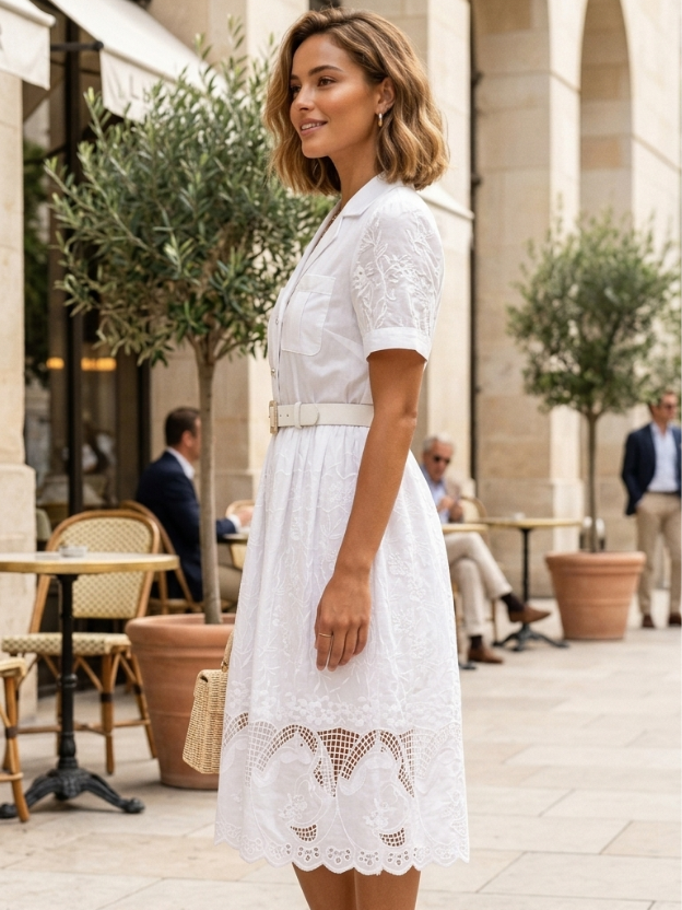 Ethereal Grace Belted Midi Dress