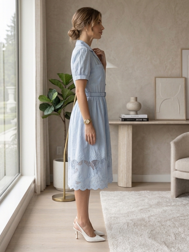Ethereal Grace Belted Midi Dress