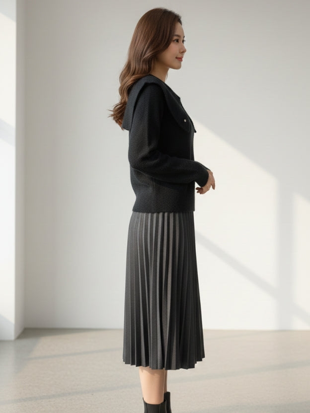 Elegant Black Knit Top for Women – Chic Winter Sweater Blouse