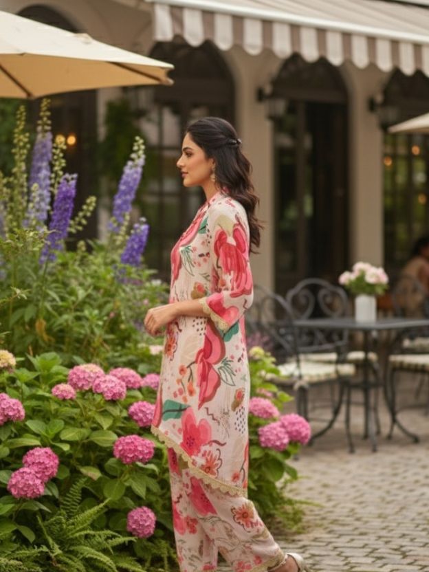 Ivory Base Floral Printed Co-ord Set