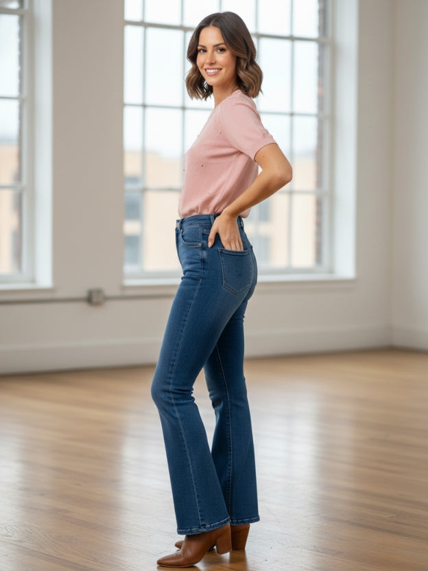 Blush Pink Pearl Detail Knit Top for Women