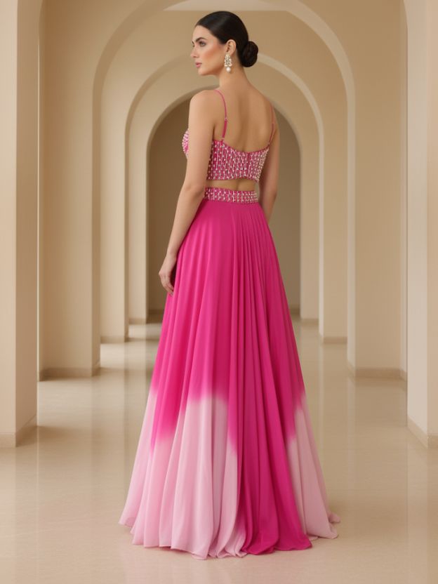 Pink embellished lehnga