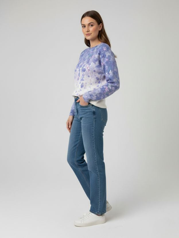 Women’s Floral Print Sweatshirt – Casual Long Sleeve Pullover Top