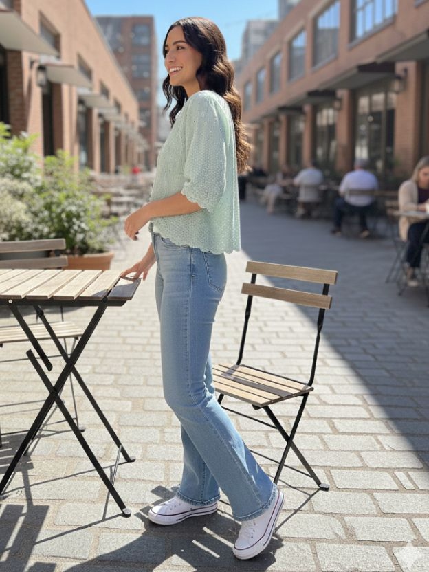 Elegant Textured Scallop Hem Top