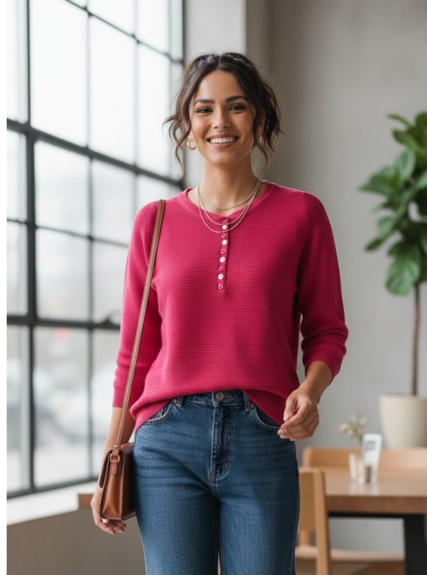 The Rib-Knit Henley Top