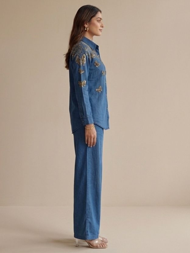 Celeste Embellished Denim Co-Ord Set