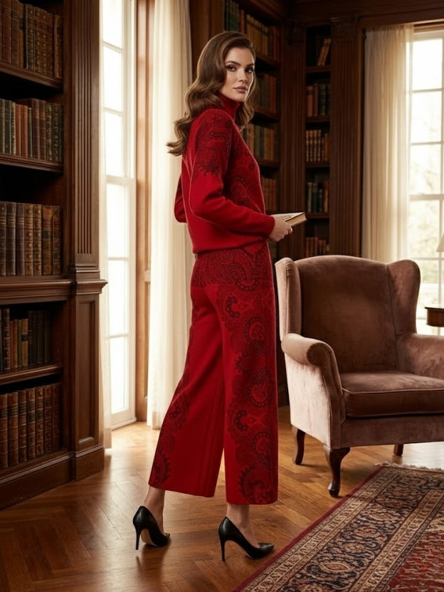 Crimson Elegance Knit Co-Ord Set