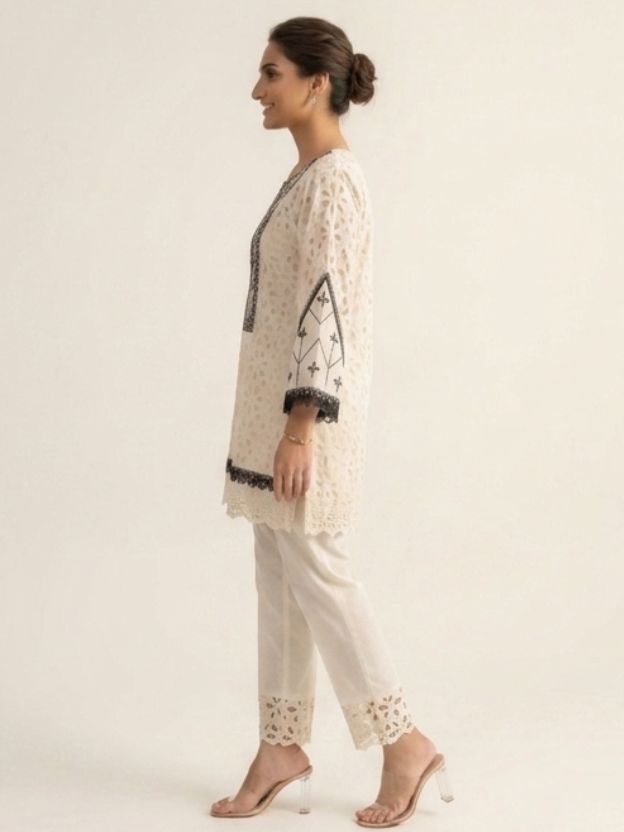 Elegant Embroidered Lace Co-Ord Set