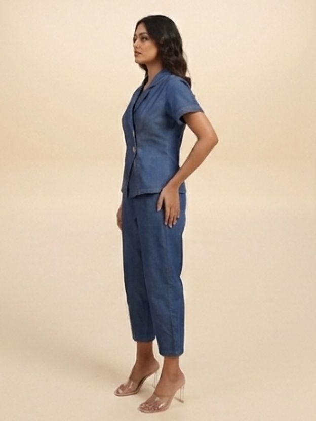 Elegant blue denim Co-ord set