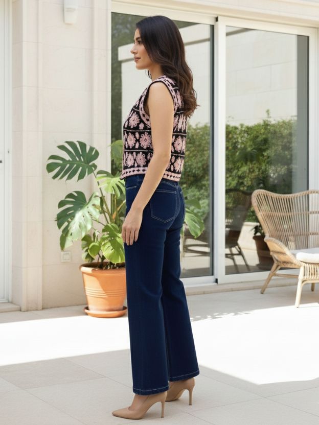 Stylish Pink & Black Women’s Pink & Black Embroidered Waistcoat