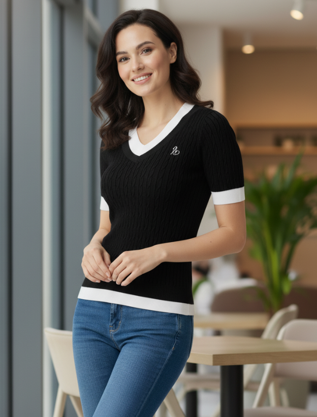 Classic Knit V-Neck Top