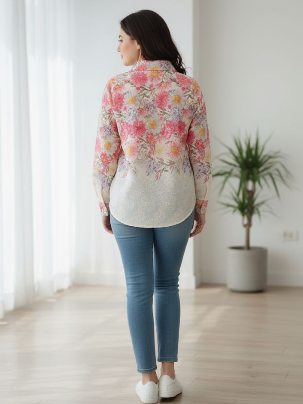Charming Floral Print Shirt