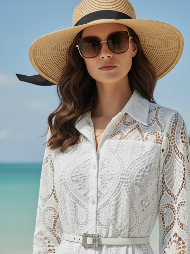 Coastal breeze white lace dress