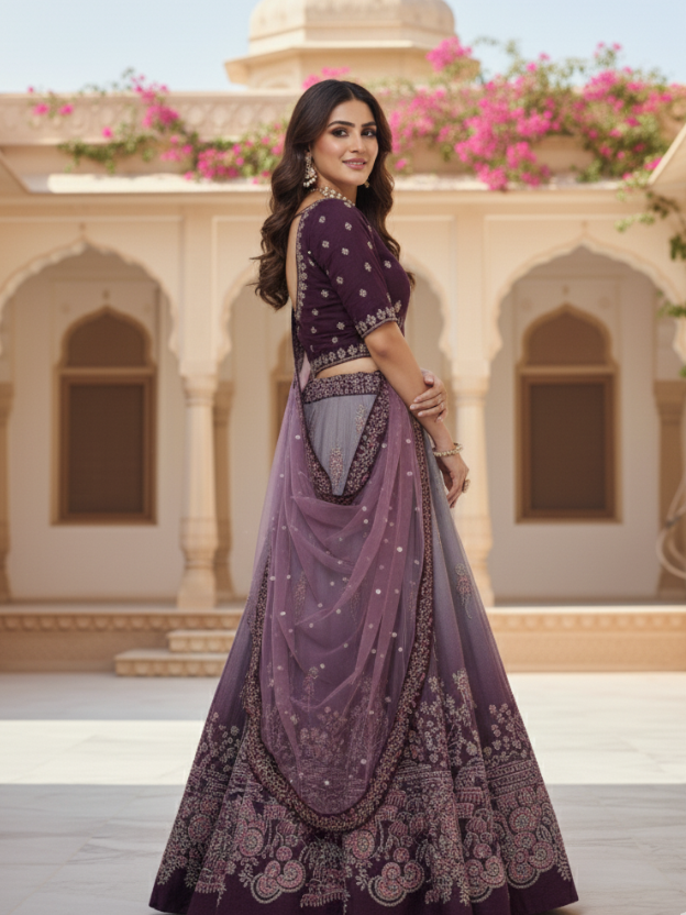 Elegant purple ombre lehenga choli