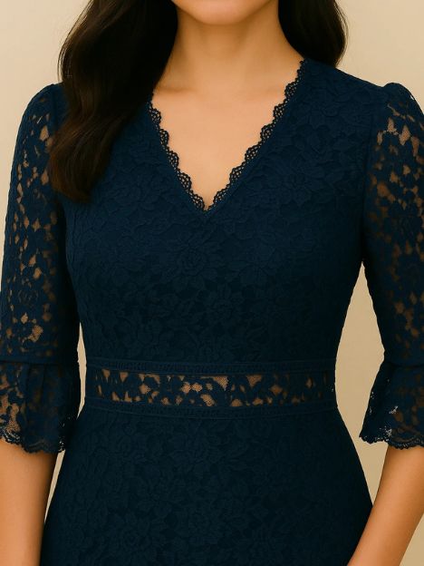 Annabel Laced Blue Midi Dress