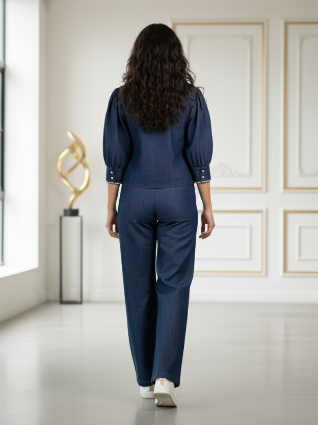 Elegant  Blue denim Women’s Co-Ord Set