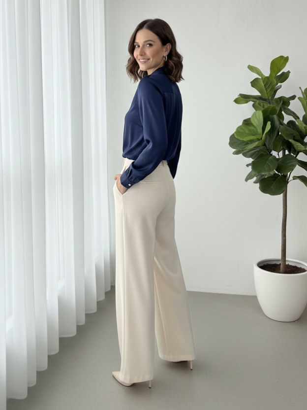 Satin Navy Blue Shirt