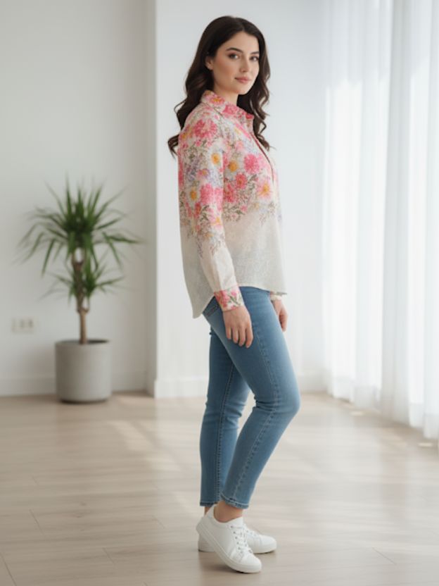 Charming Floral Print Shirt