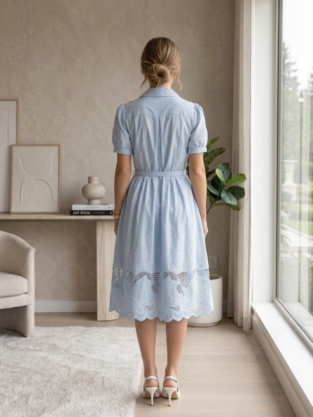 Ethereal Grace Belted Midi Dress