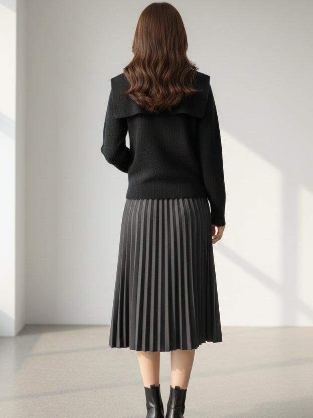 Elegant Black Knit Top for Women – Chic Winter Sweater Blouse