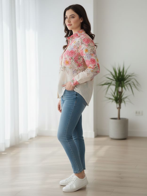 Charming Floral Print Shirt