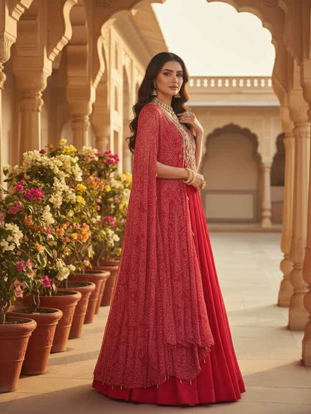 Regal pink cape embellished gown