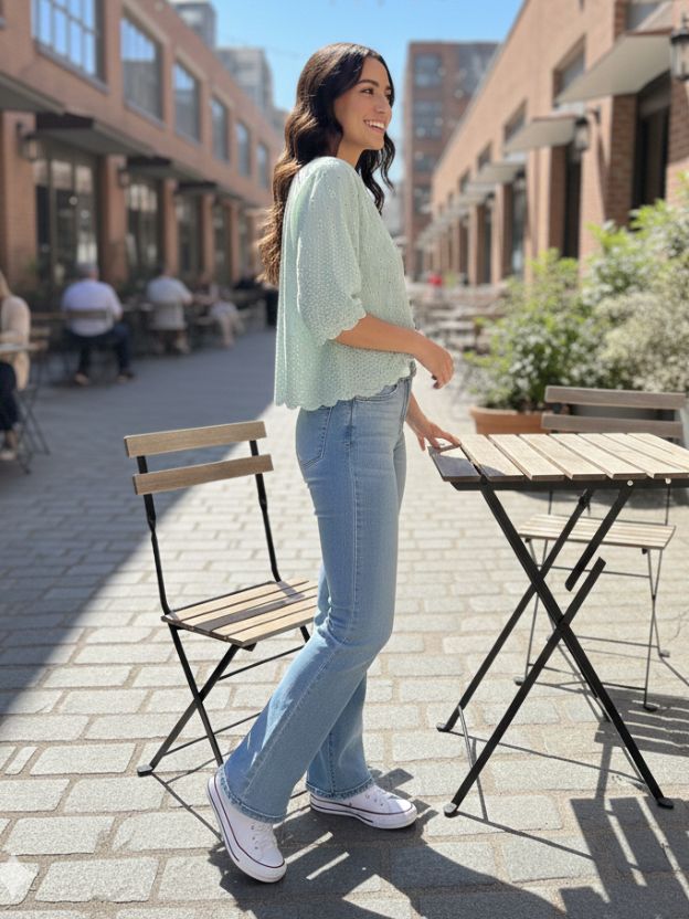 Elegant Textured Scallop Hem Top