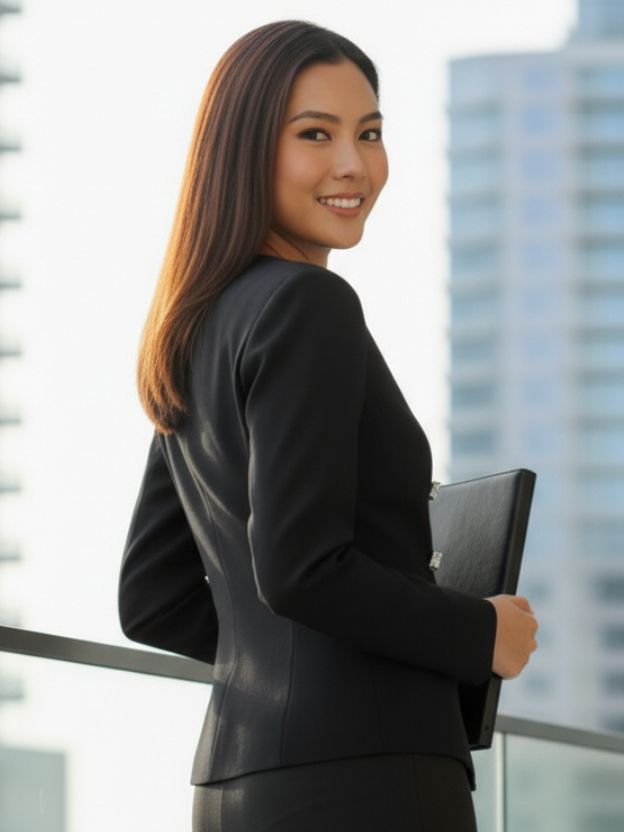 Sharply tailored black blazer