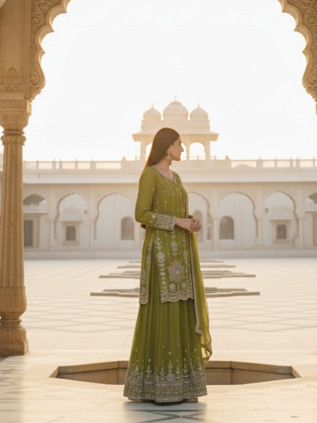 Grace green Sharara set Marc louis