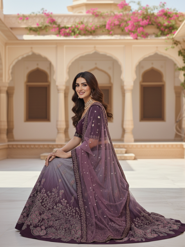 Elegant purple ombre lehenga choli