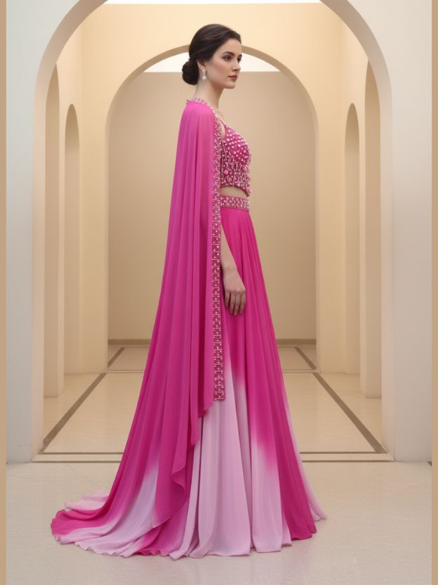 Pink embellished lehnga
