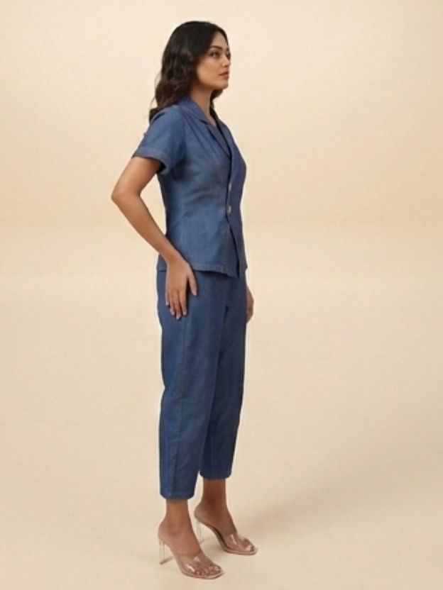 Elegant blue denim Co-ord set